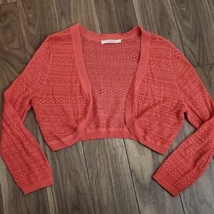 🔥CAMAIEU Women's Coral Cropped Light Open Cardigan